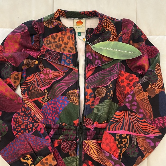 NWT FARM Rio Leopard Mushroom French Terry Jumpsuit size XS - Picture 7 of 9